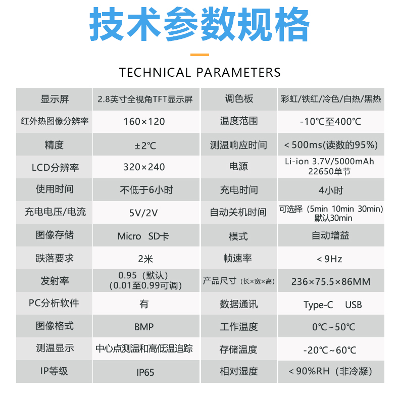 普奇CX160熱成像儀參數(shù)表