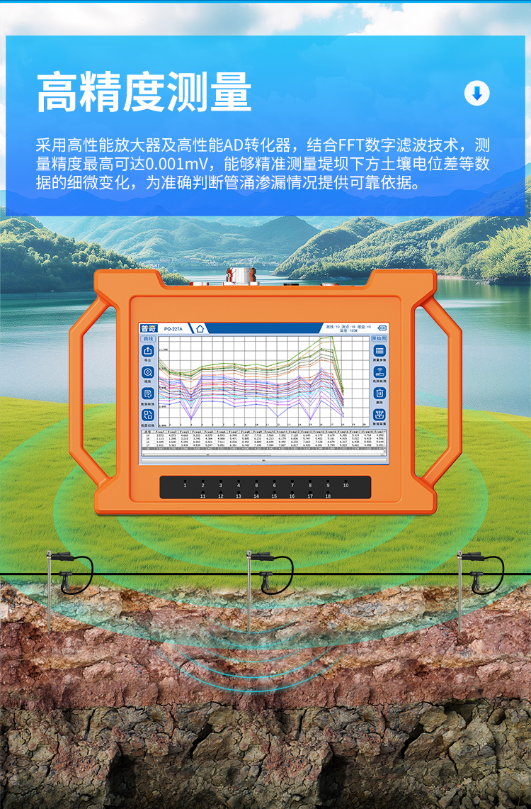 普奇PQ-227A堤防滲漏檢測儀精度測量